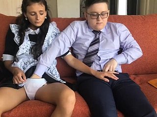 Schoolboy fucked young cookie after school. Mint prankish anal