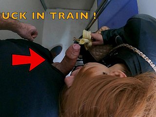 Nymphomaniac żona ssać nieznany manifestation w pociągu!