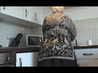 Lovable grandma shows flimsy pussy big ass and her boobs